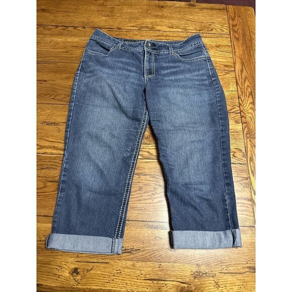 NINE West Jeans Capris 12/31 Rolled Up Mid Rise Cotton Spandex J13 Date Night Ft - Picture 1 of 8